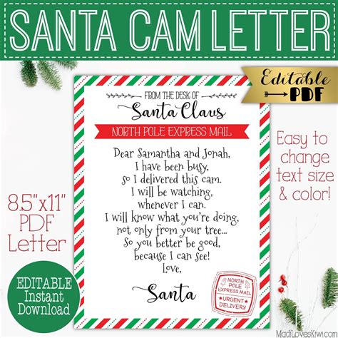 Free Printable Santa Cam Letter